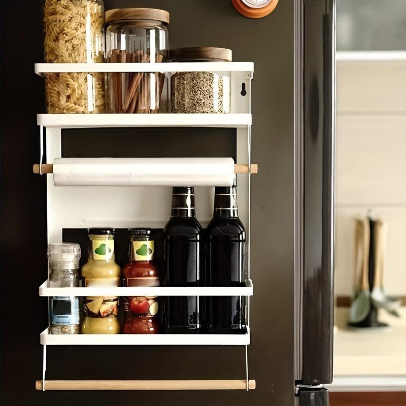 Foldable Spice Rack Magnet Refrigerator Rack Side Storage Rack