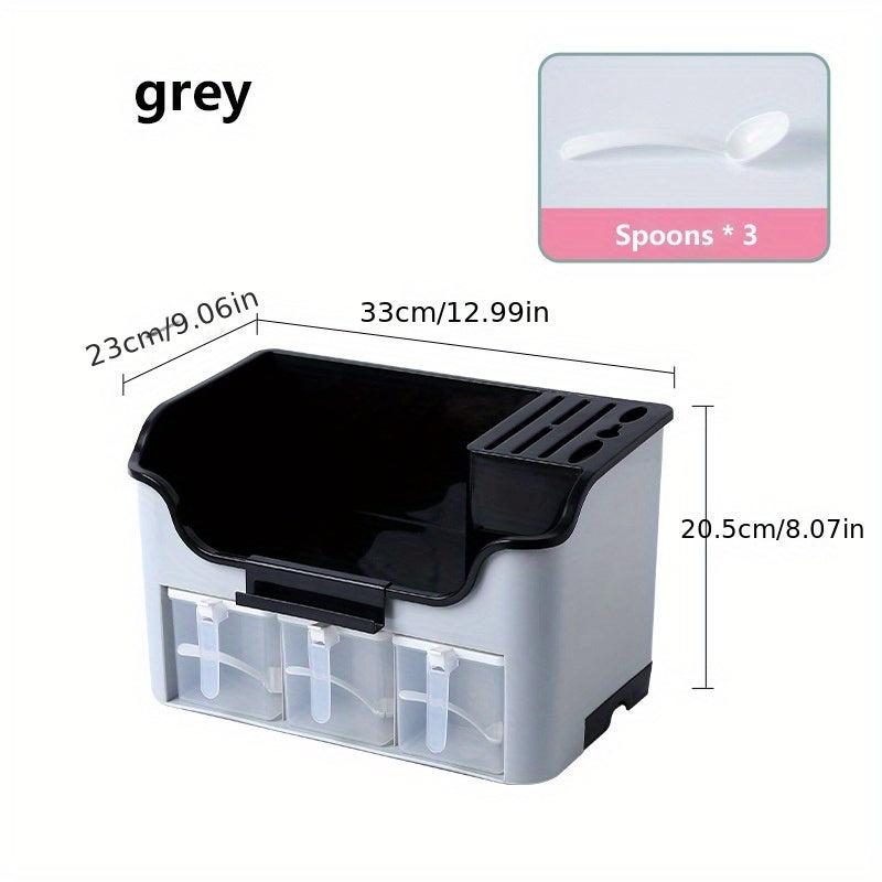 Plastic Seasoning Box with 3 Spoons and 3 Style Boxes