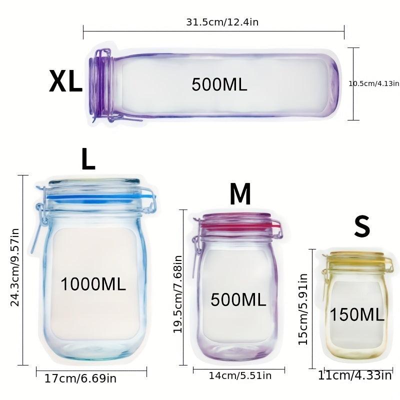 30PCS Mason Jar Zipper Bags Food Storage Reusable Pouch Biscuit Candy Snack