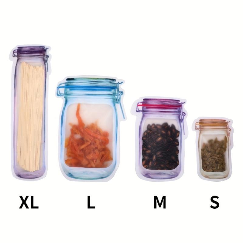 30PCS Mason Jar Zipper Bags Food Storage Reusable Pouch Biscuit Candy Snack