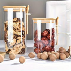 3pcs High Borosilicate Glass Storage Jar Set Spoon Household Tea Nuts Coffee
