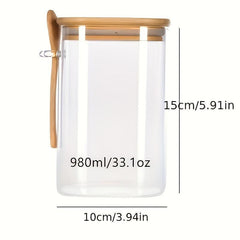 3pcs High Borosilicate Glass Storage Jar Set Spoon Household Tea Nuts Coffee
