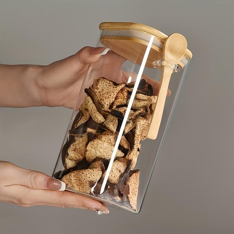 3pcs High Borosilicate Glass Storage Jar Set Spoon Household Tea Nuts Coffee