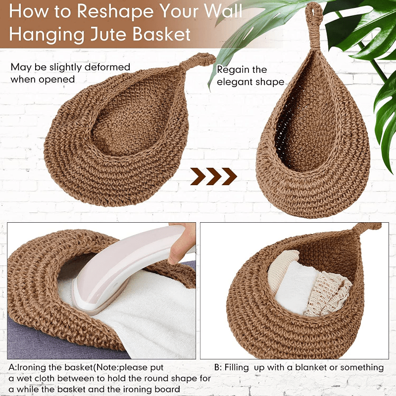 Bohemian Crocheted Wall Basket for Food Storage