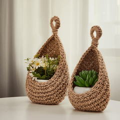 Bohemian Crocheted Wall Basket for Food Storage
