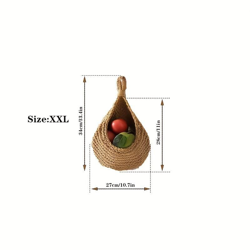 Bohemian Crocheted Wall Basket for Food Storage