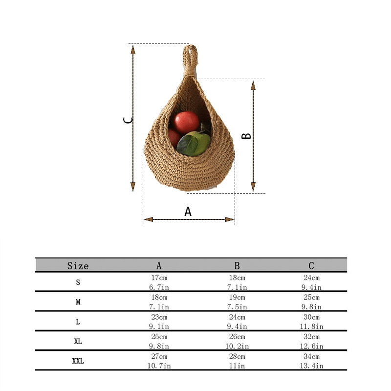 Bohemian Crocheted Wall Basket for Food Storage