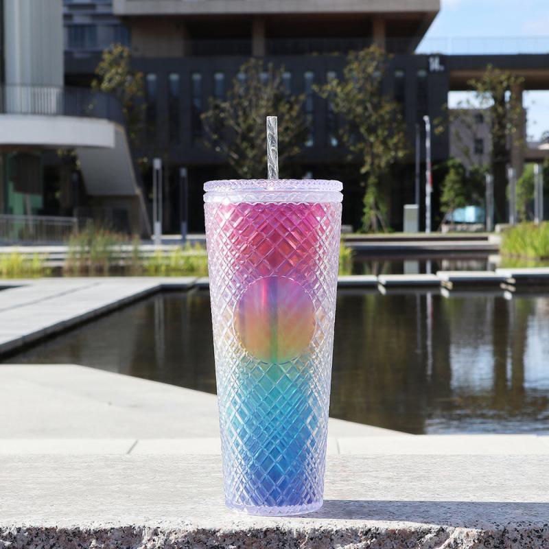 Emerald Jeweled Tumbler Cold Cup 24oz Insulated Reusable Plastic Cup