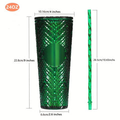 Emerald Jeweled Tumbler Cold Cup 24oz Insulated Reusable Plastic Cup
