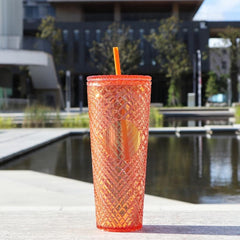Emerald Jeweled Tumbler Cold Cup 24oz Insulated Reusable Plastic Cup