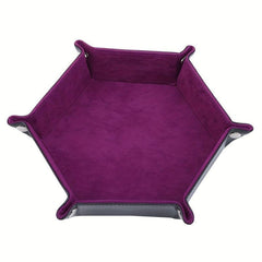 Hexagon Velvet Cloth Dice Tray Foldable Storage Box PU Tray