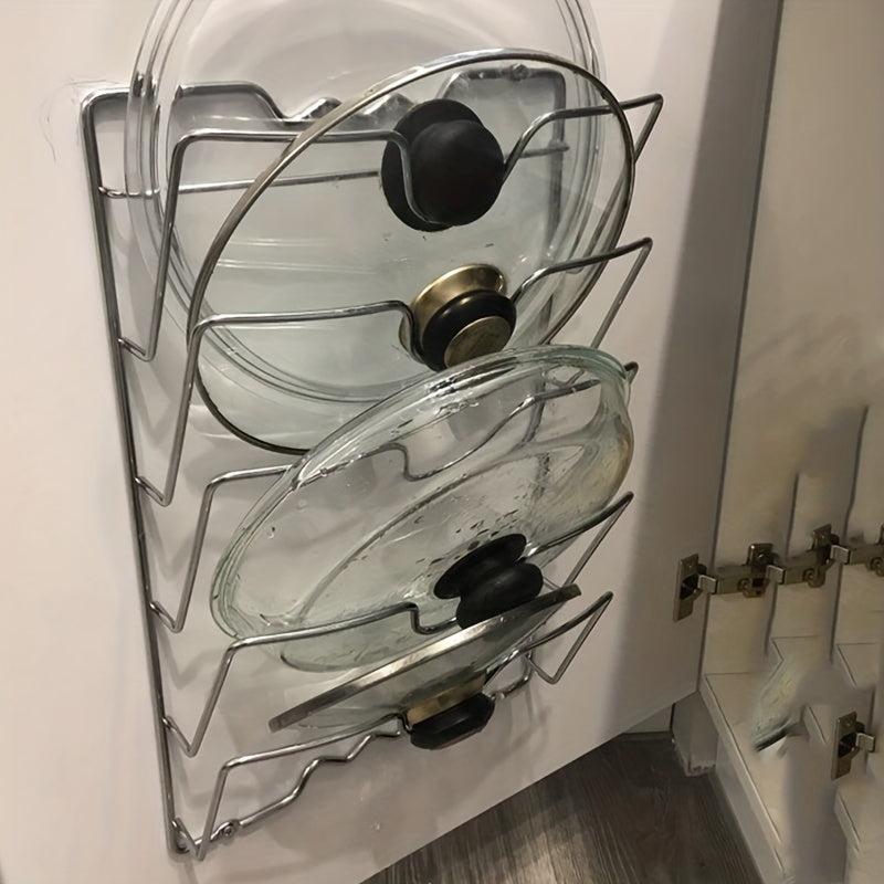 5 Tier Wall-Mounted Pot Lid Rack Stainless Steel