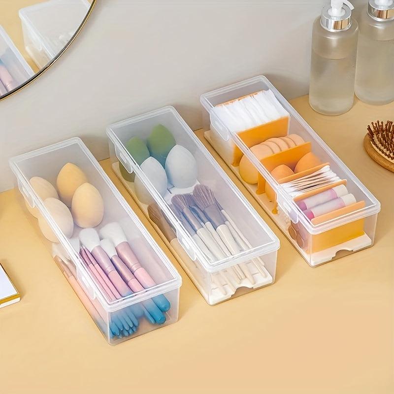 Desktop Divided Storage Box Dust-proof Lipstick Storage Powder Puff Makeup Brush