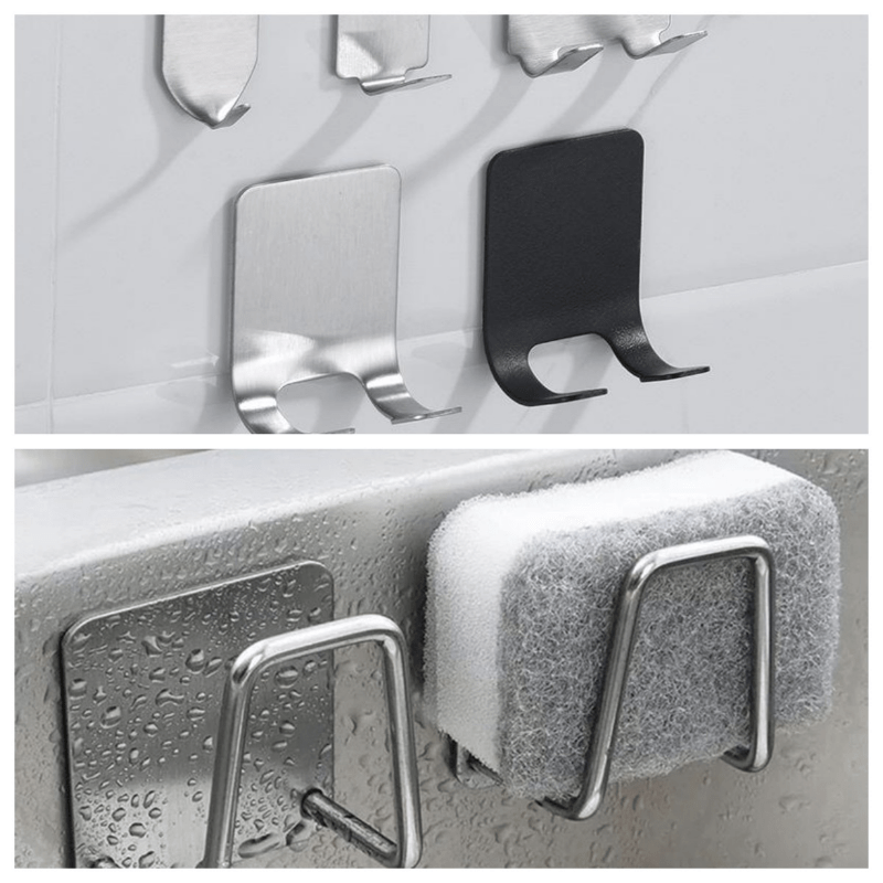 Stainless Steel Sink Sponges Holder Self Adhesive Drying Rack