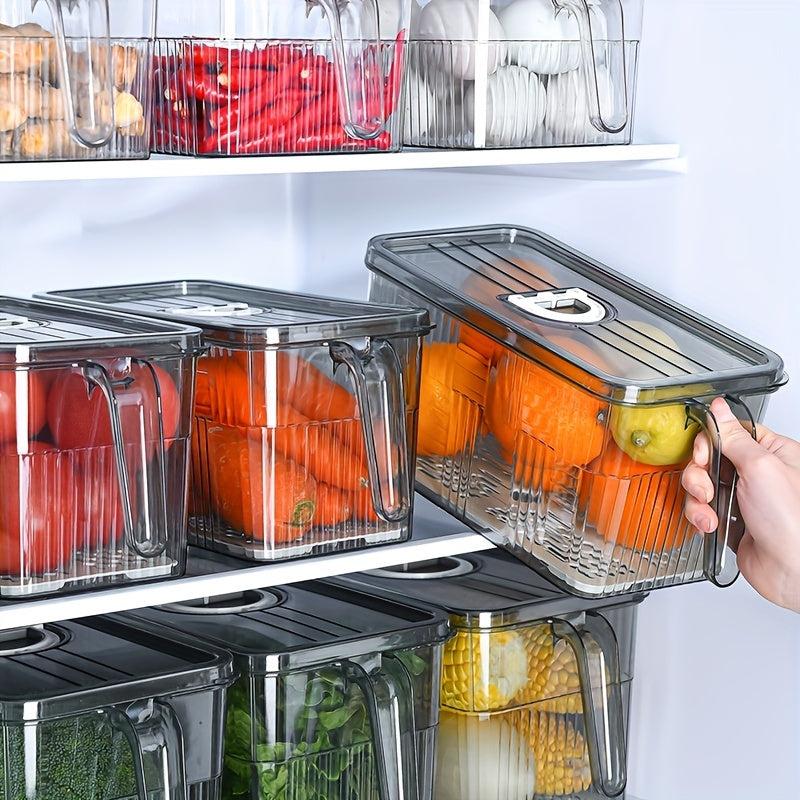 2pcs Plastic Refrigerator Storage Tray With Handle Stackable Transparent