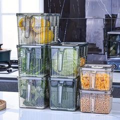 2pcs Plastic Refrigerator Storage Tray With Handle Stackable Transparent