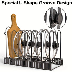 Adjustable 8 Tier Pot Rack Organizer with Lid Holders and Pan Rack