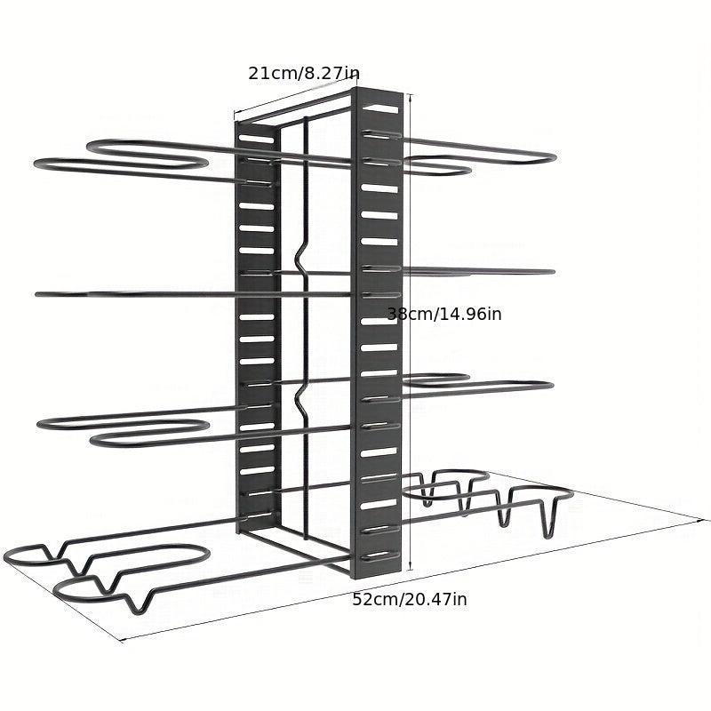 Adjustable 8 Tier Pot Rack Organizer with Lid Holders and Pan Rack