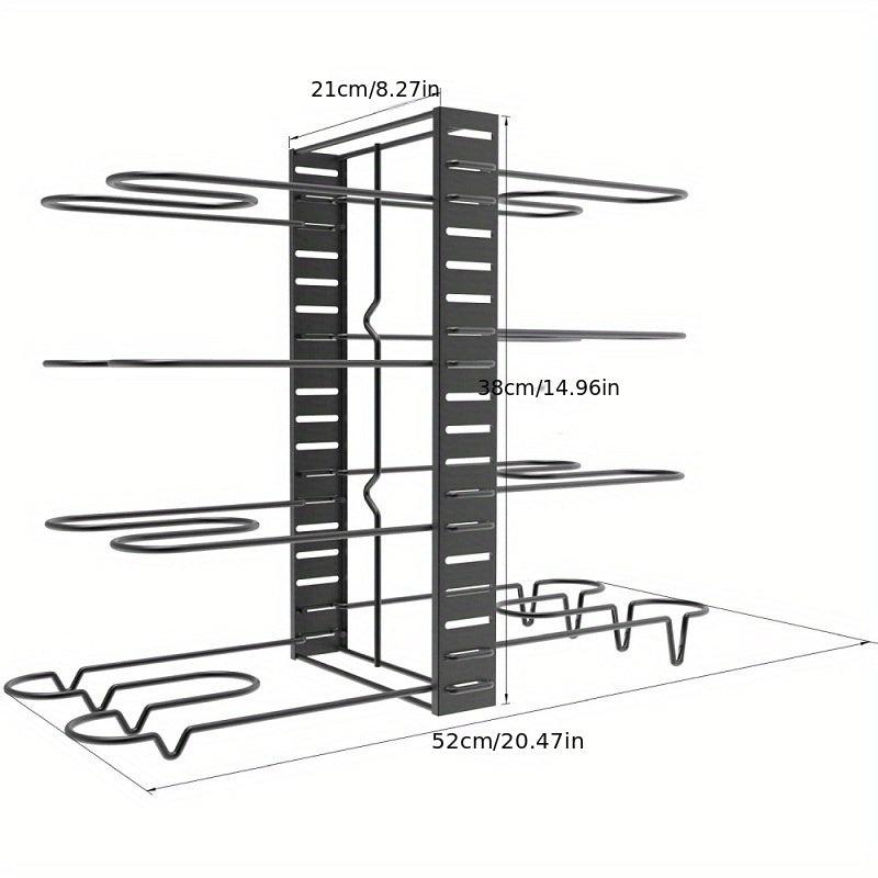 Adjustable 8 Tier Pot Rack Organizer with Lid Holders and Pan Rack
