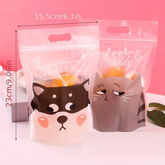 25pcs Cartoon Food Storage Bags Reusable Stand Up Ziplock Snack Saver Container