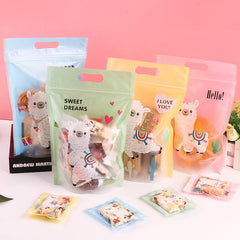 25pcs Cartoon Food Storage Bags Reusable Stand Up Ziplock Snack Saver Container