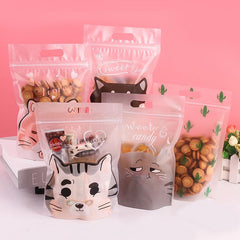 25pcs Cartoon Food Storage Bags Reusable Stand Up Ziplock Snack Saver Container