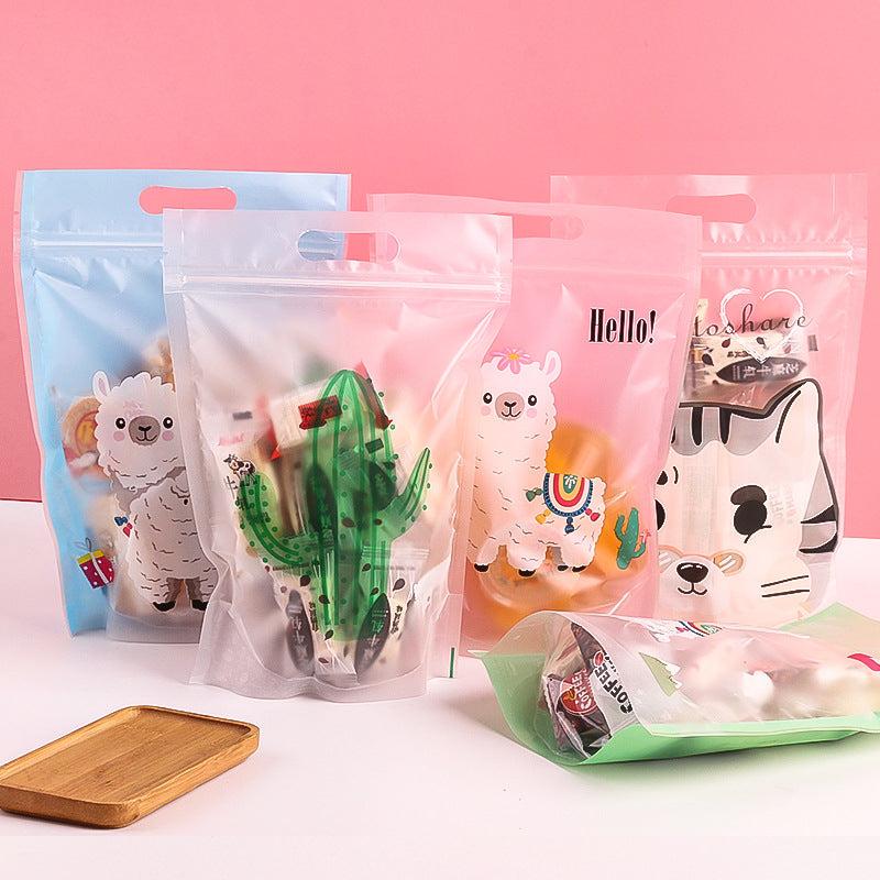 25pcs Cartoon Food Storage Bags Reusable Stand Up Ziplock Snack Saver Container