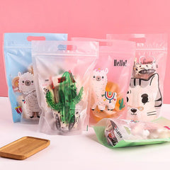 25pcs Cartoon Food Storage Bags Reusable Stand Up Ziplock Snack Saver Container