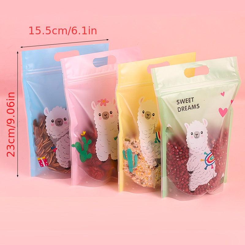 25pcs Cartoon Food Storage Bags Reusable Stand Up Ziplock Snack Saver Container