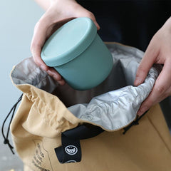 Insulated Bento Bag with Letter Webbing, Industrial Canvas, Portable Lunch Bag