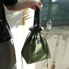 Insulated Bento Bag with Letter Webbing, Industrial Canvas, Portable Lunch Bag