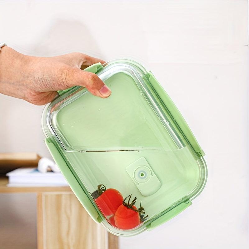 Glass Lunch Box Green Cover Divided Bento Box Leakproof Container