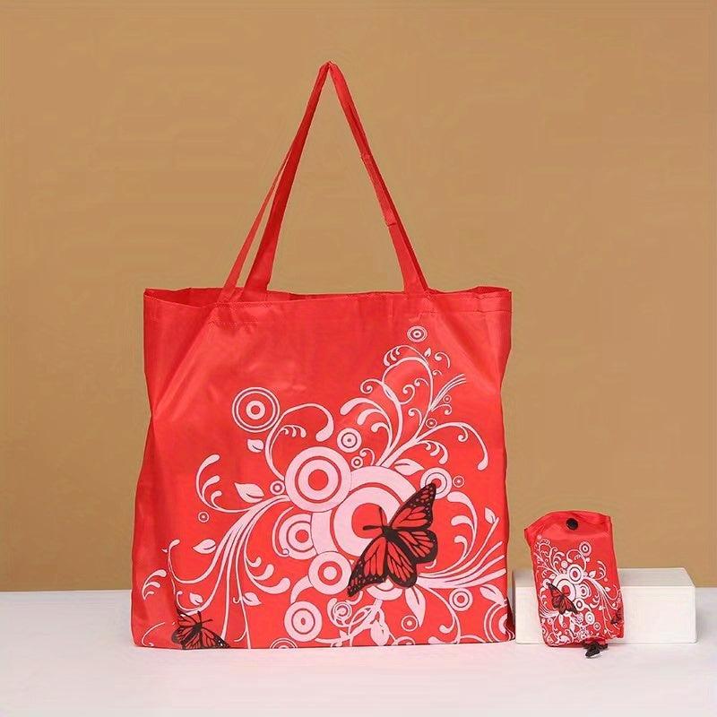 Butterfly Printed Foldable Handbag Tote Eco Reusable Grocery Bag