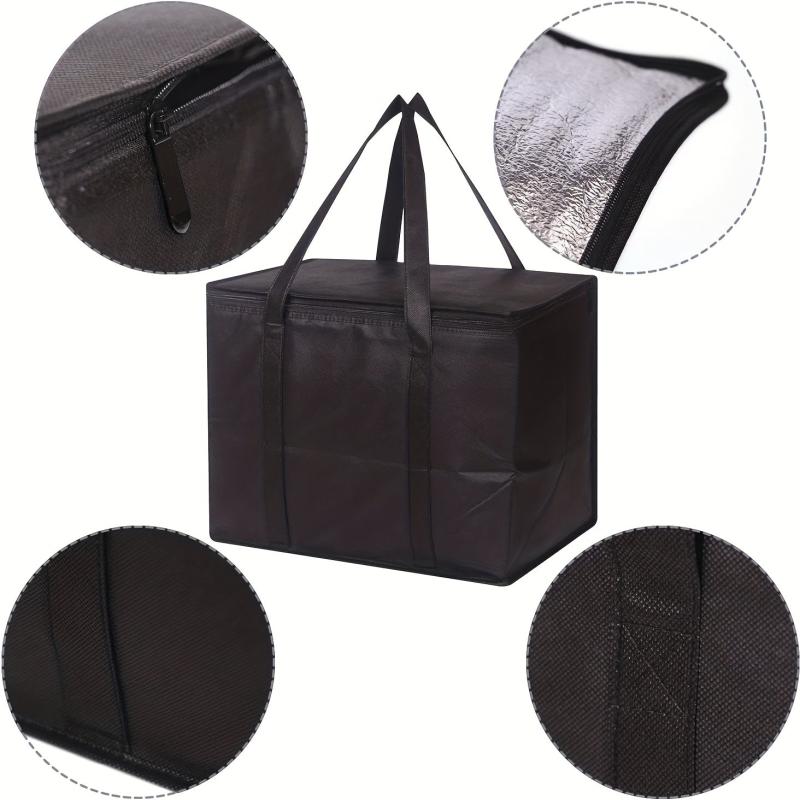 Insulated Reusable Grocery Bags with Zipper & Handles - Foldable