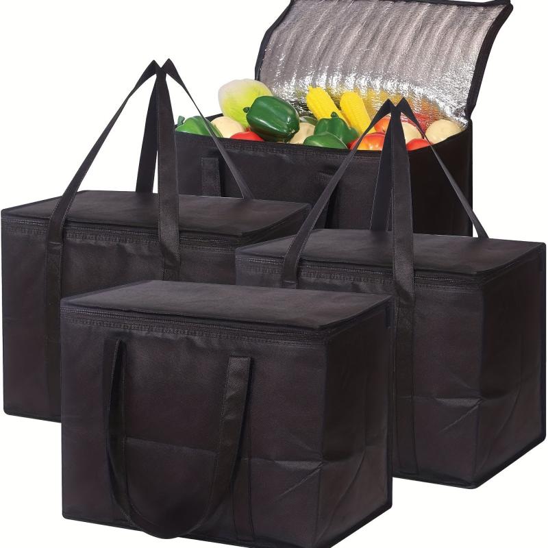 Insulated Reusable Grocery Bags with Zipper & Handles - Foldable