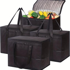 Insulated Reusable Grocery Bags with Zipper & Handles - Foldable
