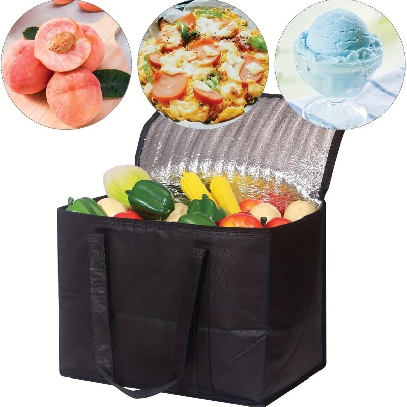Insulated Reusable Grocery Bags with Zipper & Handles - Foldable
