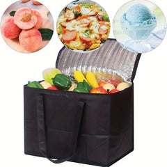 Insulated Reusable Grocery Bags with Zipper & Handles - Foldable