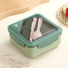 Portable Divided Lunch Box with Tableware Large Capacity Thermal Insulation