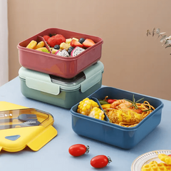 Portable Divided Lunch Box with Tableware Large Capacity Thermal Insulation