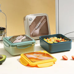 Portable Divided Lunch Box with Tableware Large Capacity Thermal Insulation