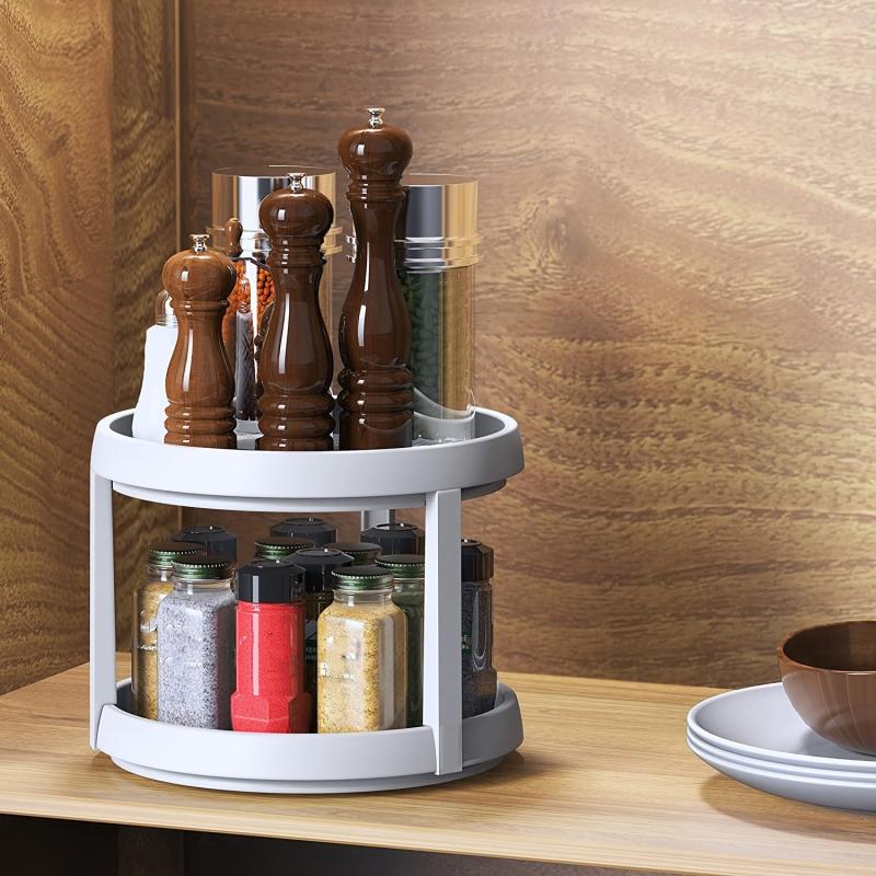 360 Rotating Spice Rack Kitchen Storage Tray Seasoning Bottle Turntable