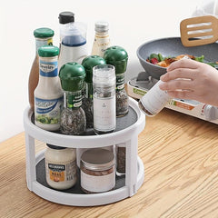 360 Rotating Spice Rack Kitchen Storage Tray Seasoning Bottle Turntable