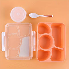 Portable 5-Grid Lunch Box with Lid & Tableware Leakproof Food Container