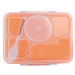 Portable 5-Grid Lunch Box with Lid & Tableware Leakproof Food Container