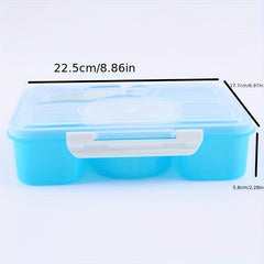 Portable 5-Grid Lunch Box with Lid & Tableware Leakproof Food Container