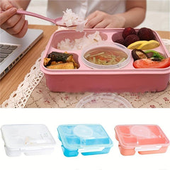 Portable 5-Grid Lunch Box with Lid & Tableware Leakproof Food Container