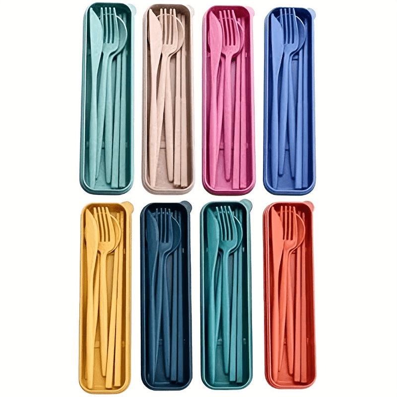 Reusable Travel Utensils Set with Cutlery Holder