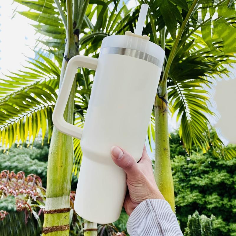 40oz Stainless Steel Tumbler with Handle and Straw Lid