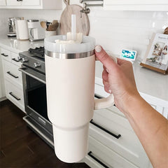 40oz Stainless Steel Tumbler with Handle and Straw Lid